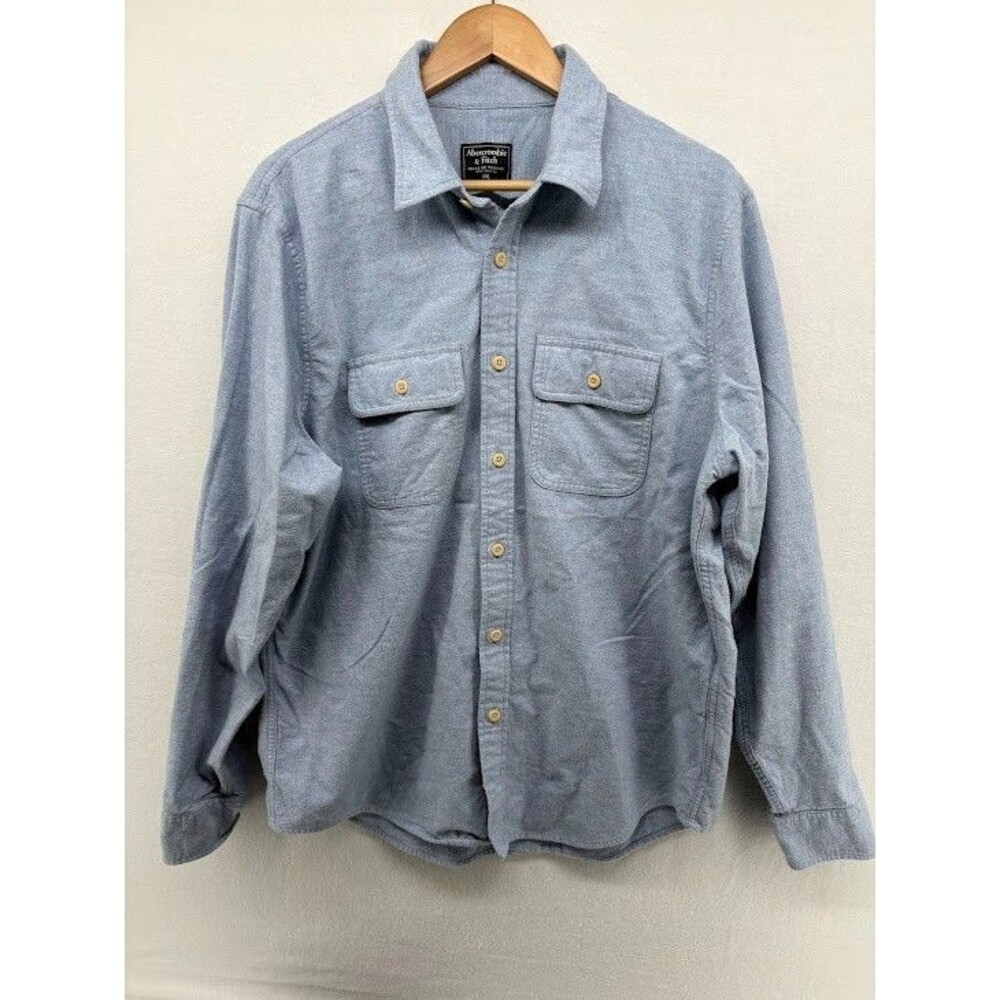 Abercrombie Men's Size XXL Light Blue Flannel Button Down Shirt